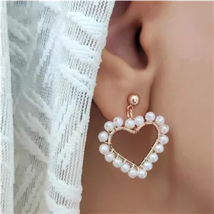 گوشواره زنانه قلب مرواریدی برند ysx کد 763