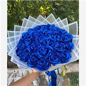دسته گل روبانی آبی کاربنی،دسته گل خواستگاری. 