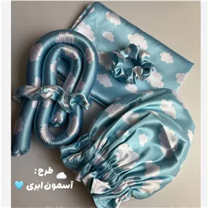 پک ساتن طرح ابرک(کلاه خواب، روبالشی، پک کرلی ربان)
