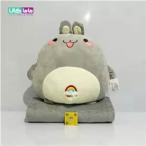 عروسک خرگوش بالشتی پتودار مدل رنگین کمان 50 سانتیمتر