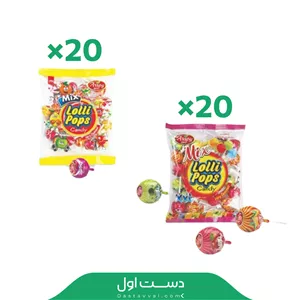 آبنبات چوبی میوه ای مخلوط آرسوی 16 بسته 50 عددی