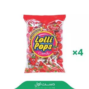 آبنبات چوبی توت فرنگی آرسوی12 بسته 48 عددی