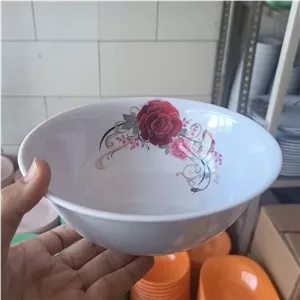 کاسه آبگوشت خوری دو نفره بزرگ گل سرخ ملامین سپید یزد دارای استاندارد جنس خیلی عالی
