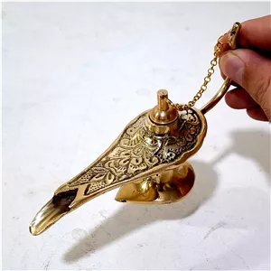 چراغ جادو برنجی با طول 10 سانت چراغ پی سوز برنجی چراغ برنجی چراغ برنز و قابل شستشو تزیینی دکوری کلکسیونی