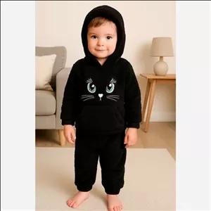 هودی شلوار اسپرت مشکی پولیشی در 4 سایز 35،40،45،50 تک رنگ 