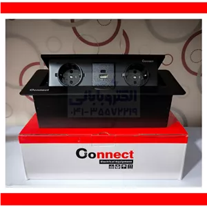 پریز کابینتی توکار دو پریز + usb و type c کانکت 