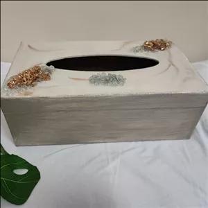 جا دستمال کاغذی رزینی طرح مرمر مقاوم در برابر آب 