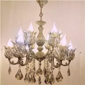 لوستر برنزی کلاسیک12شعله 6شاخه  (باضمانت نامه)برنجی