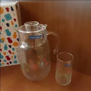 ست پارچ و لیوان لومینارک اصل گل صورتی گل دار luminarc  پینک گلوری 7پارچه شامل یک پارچ 6 لیوان pink glory