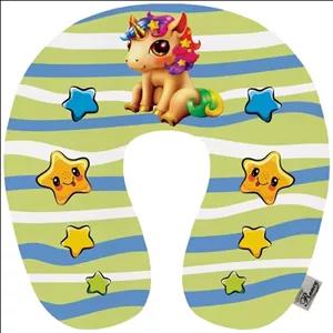 بالش دور گردنی طبی کودک طرح یونیکورن دو رو چاپ سایز 29 در 29 مدل P7-617 شرکت رنس