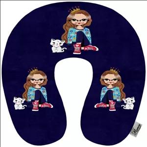 بالش دور گردنی طبی کودک طرح دختر دو رو چاپ سایز 29 در 29 مدل P7-651 شرکت رنس