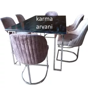 میز ناهار خوری استیل 6 نفره مدل کنزو  نقره ای طوسی  ارسال راااااااااااایگان برند کارما