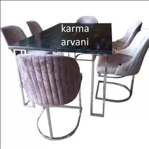 میز ناهار خوری استیل 8 نفره مدل کنزو  نقره ای طوسی  ارسال راااااااااااایگان برند کارما