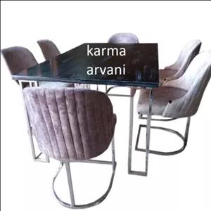 میز ناهار خوری استیل 10 نفره مدل کنزو  نقره ای طوسی  ارسال راااااااااااایگان برند کارما