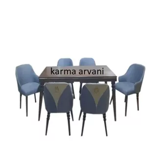 میز ناهارخوری 4 نفره چوبی مدل صدف رنگ طوسی نیلی برند کارما ارسال راااااااااااایگان 