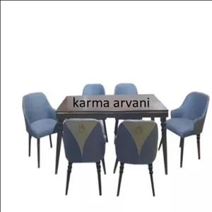 میز ناهارخوری 4 نفره چوبی مدل صدف رنگ طوسی نیلی برند کارما ارسال راااااااااااایگان 
