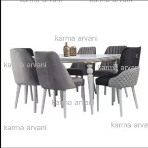 میز ناهارخوری6نفره چوبی مدل پیکاسو4 رنگ طوسی روشن و تیره برند کارما ارسال رایگان 