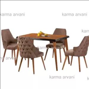 میزناهارخوری8نفره چوبی مدل سون رنگ شتری برند کارما ارسال رایگان 