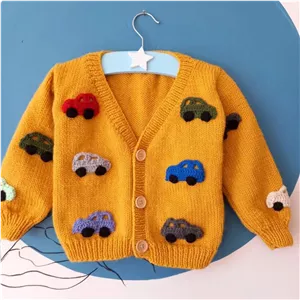ژاکت بافتنی پسرانه طرح ماشین