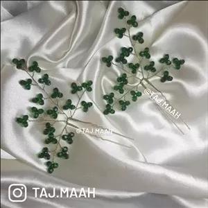 سنجاق شینیون کریستال سبز تیره (بسته 2عددی) مدل DORNA2GR ماه فام و تاج ماه