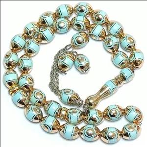 تسبیح کویتی 33 دانه نمره 10 دانه هلی آبی روشن