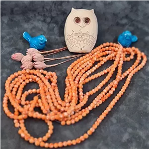 مروارید سنگی آ برنگی (کد 50 )اصل شماره 8(نارنجی  کم رنگ پر رنگ رگه دار آبنباتی ) یک بند ،شامل (105 الی 110مهره ) 75 گرم 