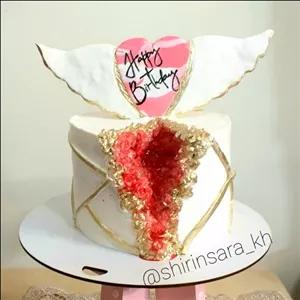 کیک مدرن با فیلینگ موز،گردو و گاناش تزیینات کوکی،فوندانت زیبا و شیک