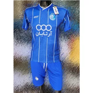 لباس ورزشی پسرانه و مردانه آبی 1404 استقلال، سوپر فلامنت، شماره 17 70، تیشرت+شورت