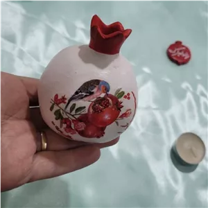 انار سفالی رنگی با رنگ دلخواه (مناسب سفره شب یلدا،عید نوروز) انار یلدایی