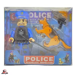 فیگور ناب سل مدل پلیس و سگ لگویی همراه با کلت کد police001 ارتفاع 10سانتی متر