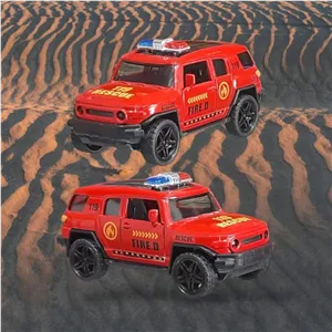 ماکت ماشین ناب سل مدل تویوتا اف جی کروزر آتش نشانی موزیکال فلزی TOYOTA FJ CRUISER به همراه جاسوییچی