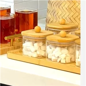 قندان پیرکس مربع درب بامبو