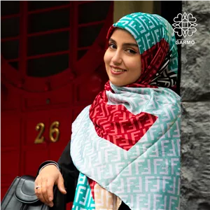 روسری ابریشم مودال چند رنگ فندی-اقتصادی