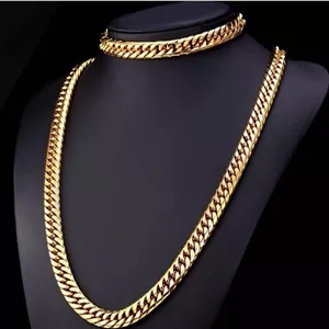 ست گردنبند و دستبند کارتیر دوبل تراشخورده استیل مردانه 10میل کد 5010