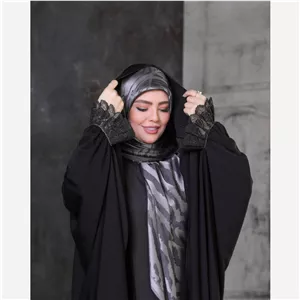 عبایی زمرد قیطون دار حجاب پارچه ندا ویتنام درجه 1 قیطون دوزی زیبا سایز 150 تا 170 بانوی عمارت