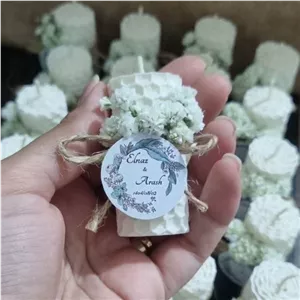 گیفت عقدوعروسی شمع موم عسلی سفید نباتی