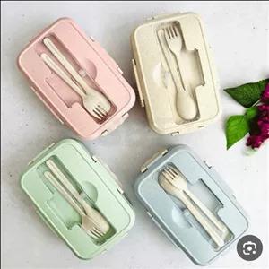 ظرف غذا با قاشق و چنگال  بامبو