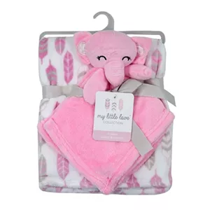 پتو دستمال دار عروسکی نوزاد طرح فیل صورتی مناسب چهار فصل