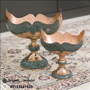 کشکول بدون قلمکاری مسی فیروزه کوبی سایز 3