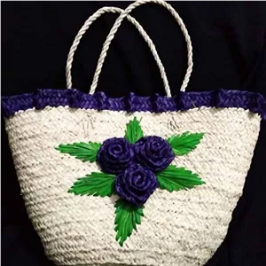 ساک زنبیل حصیری گلدار بزرگ (پس کرایه)