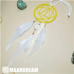  آویز دریم کچر زرد و گل مروارید دیزی سفید مدل SVDRMZRD ماه فام و ماه دریم