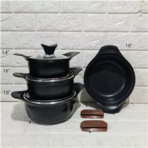 سرویس قابلمه گرانیتی 7 پارچه برند دیگ چت سایز کوچک (دانشجویی) 