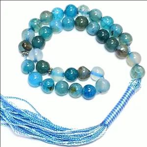 تسبیح سنگی جید آبی 33 دانه سایز 8