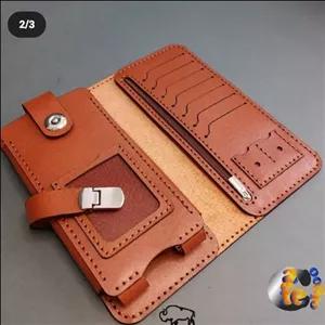کیف پول چرم طبیعی ودست دوز قابل سفارش در رنگ های دلخواه