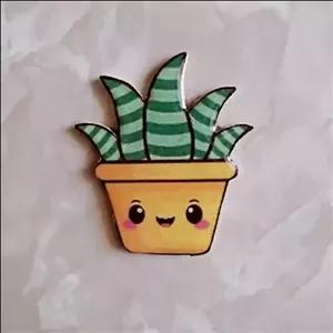 مگنت یخچالی ساخته شده با چوب و رزین طرح کاکتوس فانتزی 1043