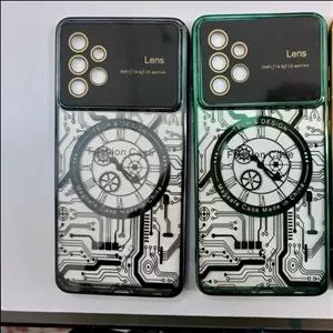 قاب A52s-A52 سامسونگ کاور  جدیدa52s الکترو لنز گارد a52s-A52دور طلایی طرح برد داخلی  دور طلایی داری محافظ لنز روکش شفاف 