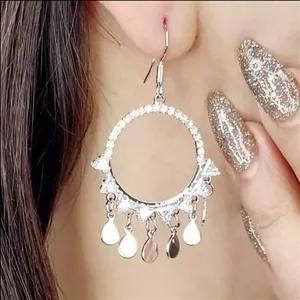 گوشواره جواهری آویز اشکی کد 12189 