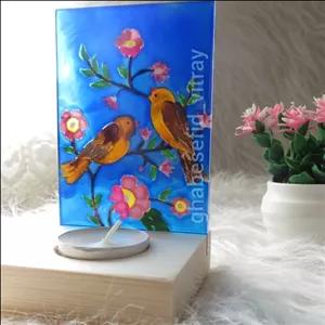 استند جاشمعی نقاشی ویترای طرح دو پرنده