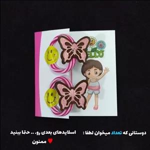 پک 2 عددی کش مو دخترانه با کارتکس هدیه ویژه تولد و مدارس (عمده و تکی )