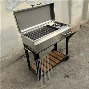 باربیکیو استیل 304 تنها باربیکیو  مناسب برای آب و هوای شرجی  کباب پز استیل نگیر 90 سانتی پلوپز دار پایه دار(پسکرایه)